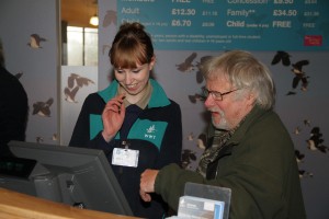 Bill gets to grips with the admission tills with the help of Rose
