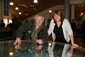 Centre manager Veronica Chrisp shows Bill the highlights on the site today on the new table map.