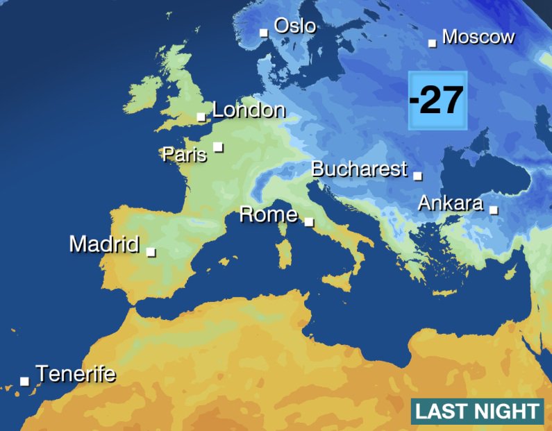 Temperature chart from 3rd Jan (BBC Weather)