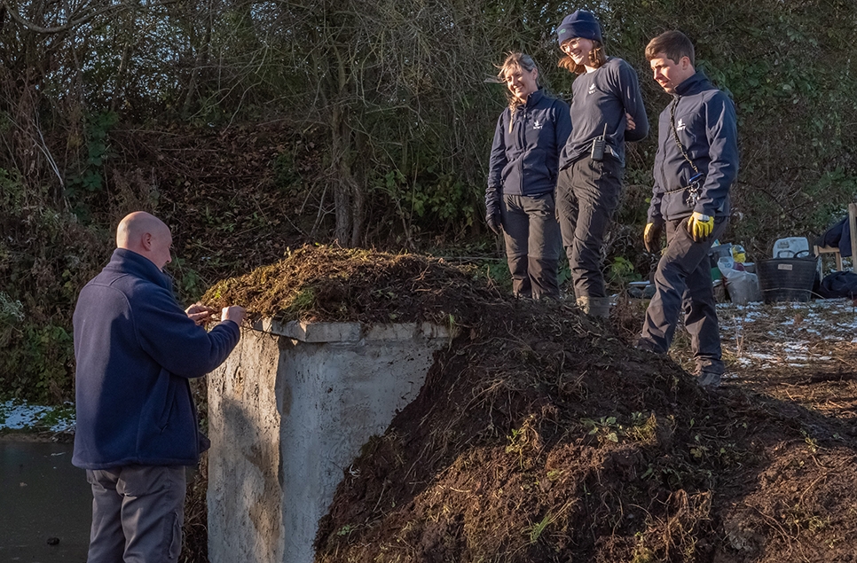 John and the reserve team working on the kingfisher wall